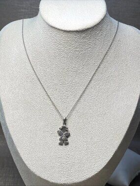 Sterling Silver 925 Italy Girl Pendant Necklace CZ Charm 18” Chain